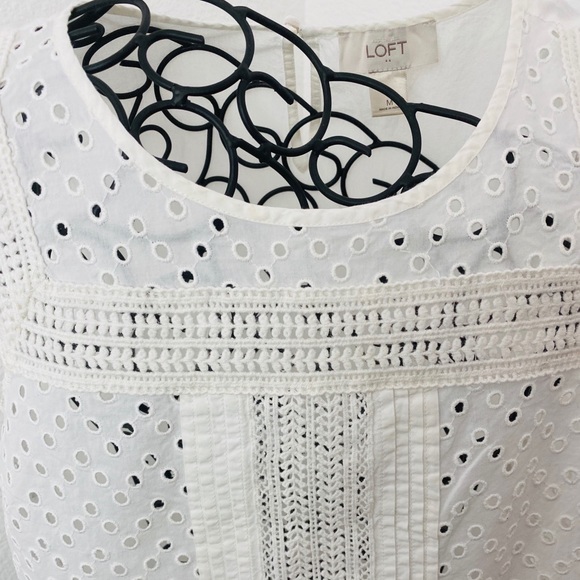 LOFT M EMBROIDERED SLEEVELESS white blouse - Picture 2 of 7